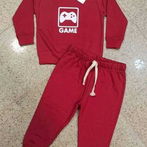 Red Game Print Boys Tracksuit Set