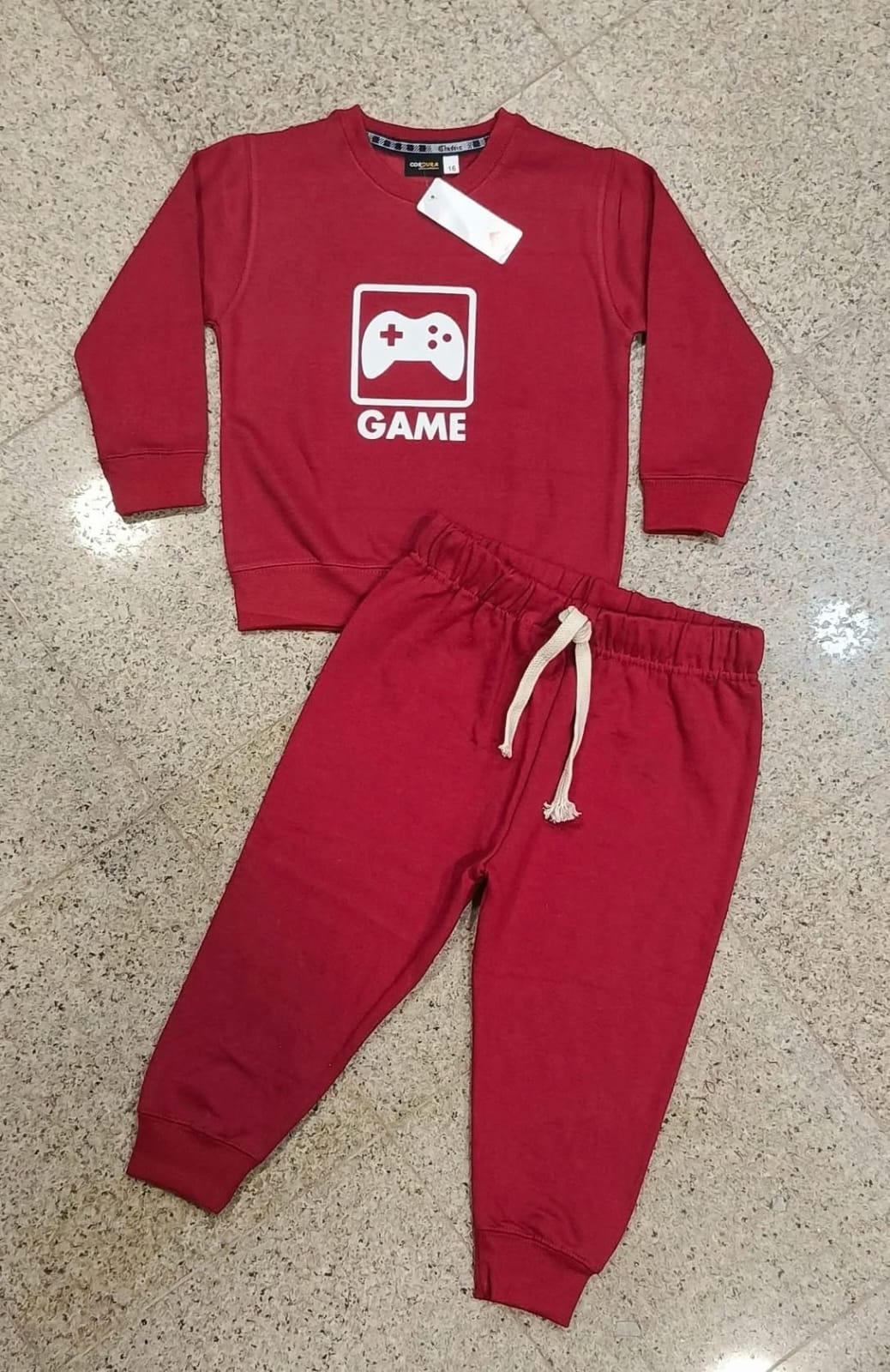Red Game Print Boys Tracksuit Set